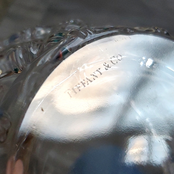 Tiffany & Co. 6" Crystal Serving Bowl Bamboo Basket Weave - Picture 3 of 6